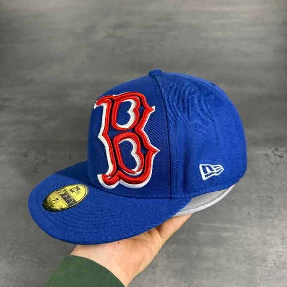 Vintage Boston Red Sox Hat New Era Cap 7 3/4 Wool Y2K Era Jumbo Patch Logo Royal